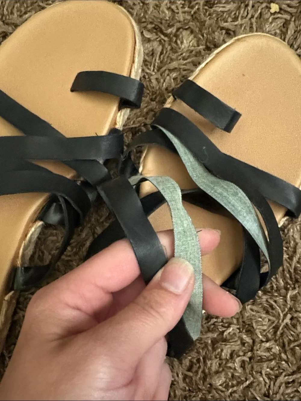American Eagle Outfitters Black Strappy Espadrille Sandals size 10